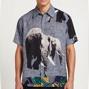 Awesome Serengeti Elephant print silk shirt